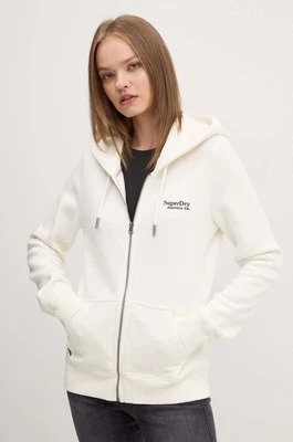 Superdry bluza damska kolor beżowy z kapturem z aplikacją W2012047F-71D