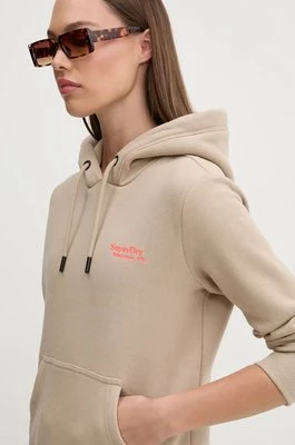 Superdry bluza damska kolor beżowy z kapturem z aplikacją W2012180A-2WE