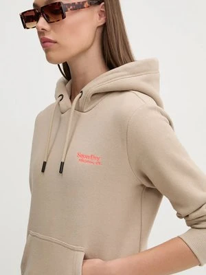 Superdry bluza damska kolor beżowy z kapturem z aplikacją W2012180A-2WE