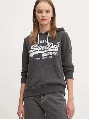 Superdry bluza damska kolor czarny z kapturem z nadrukiem W2012148A-AFB