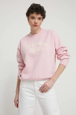 Superdry bluza damska kolor różowy z aplikacją