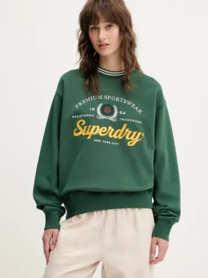 Superdry bluza damska kolor zielony z aplikacją W2012254A-GRJ