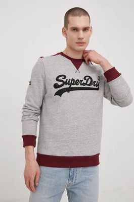 Superdry bluza męska kolor szary z aplikacją