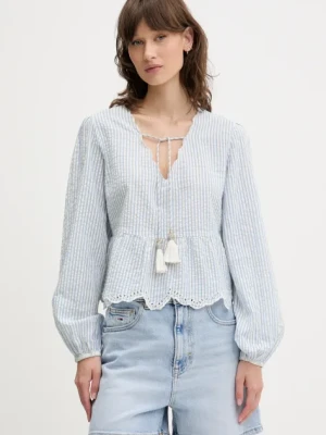 Superdry bluzka bawełniana damska kolor niebieski wzorzysta W6012100A-2U7