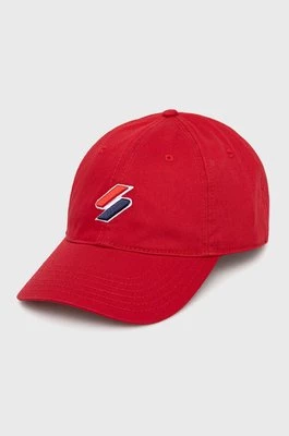Superdry czapka kolor czerwony z aplikacją