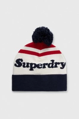 Superdry czapka kolor granatowy z cienkiej dzianiny