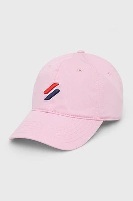 Superdry czapka kolor różowy z aplikacją
