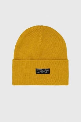 Superdry czapka kolor żółty z grubej dzianiny