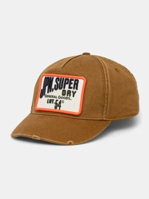 Superdry czapka z daszkiem bawełniana kolor brązowy z aplikacją W9010177A-8MA