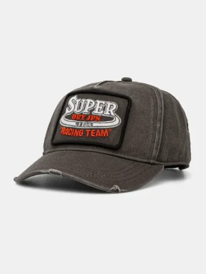 Zdjęcie produktu Superdry czapka z daszkiem bawełniana kolor szary z aplikacją W9010177A-02A