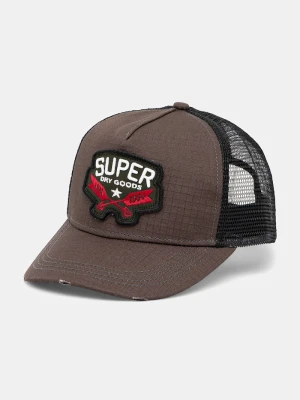 Superdry czapka z daszkiem brązowy