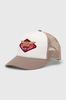 Superdry czapka z daszkiem kolor beżowy z aplikacją Y9011020A-1PC