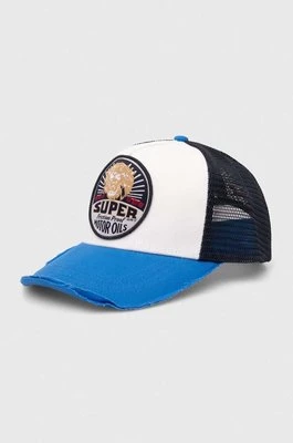 Superdry czapka z daszkiem kolor niebieski z aplikacją W9010176A-VFJ