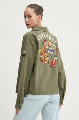 Superdry koszula bawełniana damska kolor zielony regular z kołnierzykiem klasycznym W5011791A-SA2