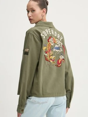 Superdry koszula bawełniana damska kolor zielony regular z kołnierzykiem klasycznym W5011791A-SA2