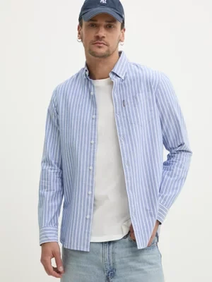 Superdry koszula bawełniana męska kolor niebieski regular z kołnierzykiem button-down M4010991A-E8W