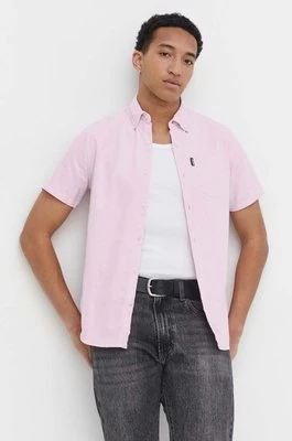 Superdry koszula bawełniana męska kolor różowy regular z kołnierzykiem klasycznym