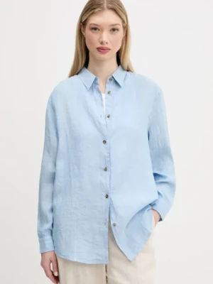 Superdry koszula lniana kolor niebieski relaxed z kołnierzykiem klasycznym W4010463A-F5P