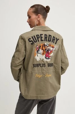 Superdry kurtka bawełniana kolor zielony przejściowa W5011762A-NY8