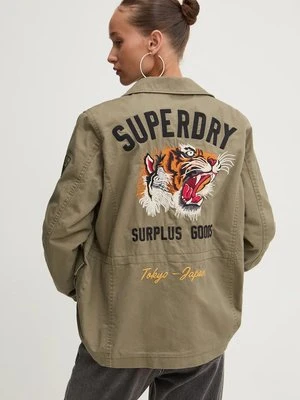 Superdry kurtka bawełniana kolor zielony przejściowa W5011762A-NY8