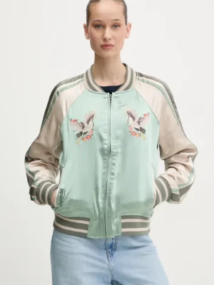 Superdry kurtka bomber damski kolor zielony przejściowa W5011864A-1LL