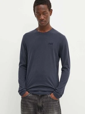 Superdry longsleeve bawełniany kolor granatowy gładki M6010857A-C3I