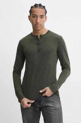 Superdry longsleeve bawełniany kolor zielony gładki M6010843A-1KM