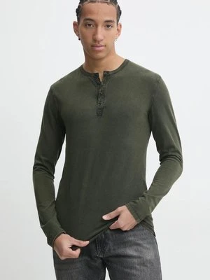 Superdry longsleeve bawełniany kolor zielony gładki M6010843A-1KM