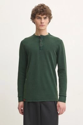 Superdry longsleeve bawełniany kolor zielony gładki M6010845A-27E