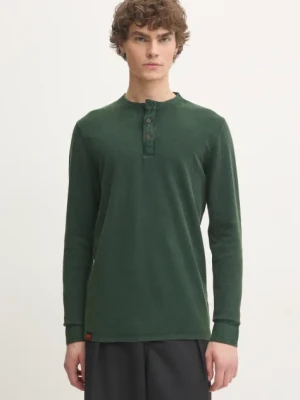 Superdry longsleeve bawełniany kolor zielony gładki M6010845A-27E