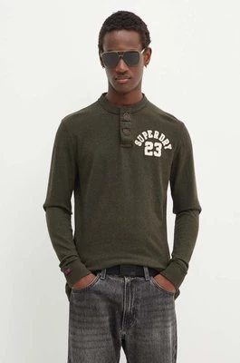 Superdry longsleeve bawełniany kolor zielony z aplikacją M6010838A-3KV