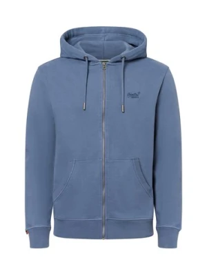Superdry Męski sweter z kapturem Mężczyźni Bawełna niebieski jednolity,