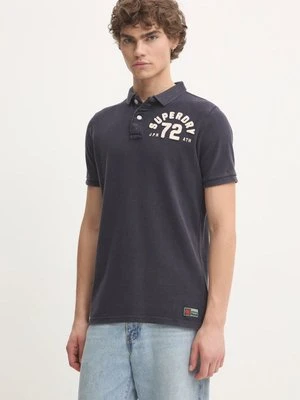 Superdry polo bawełniane kolor granatowy z aplikacją M1110396A-98T