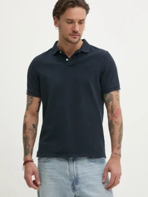 Superdry polo męski kolor granatowy gładki M1110439A-98T