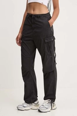 Superdry spodnie bawełniane kolor czarny proste high waist W7011070A-02A