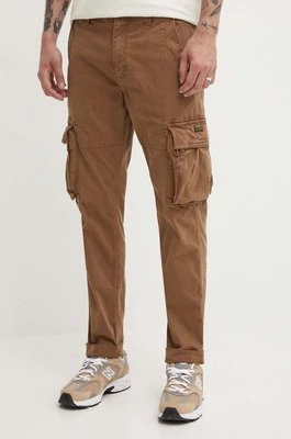 Superdry spodnie męskie kolor brązowy dopasowane