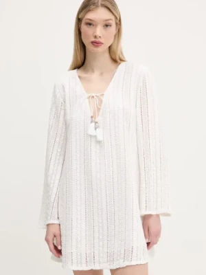 Superdry sukienka bawełniana kolor beżowy mini rozkloszowana W8011933A-71D
