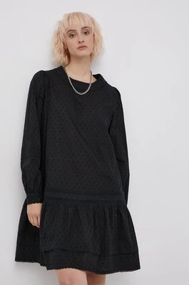 Superdry Sukienka bawełniana kolor czarny mini rozkloszowana