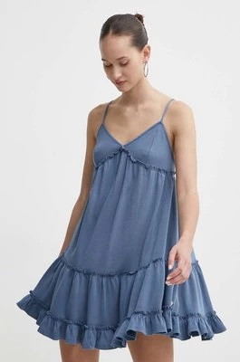 Superdry sukienka bawełniana kolor niebieski mini rozkloszowana