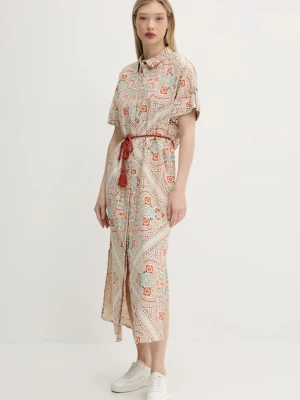Superdry sukienka kolor beżowy maxi prosta W8011893A-F4T