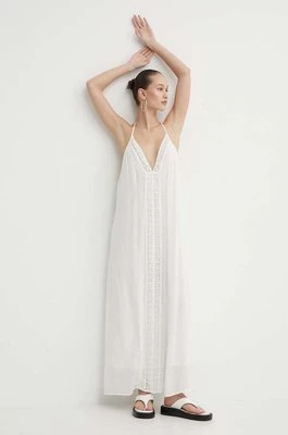 Superdry sukienka kolor biały maxi rozkloszowana
