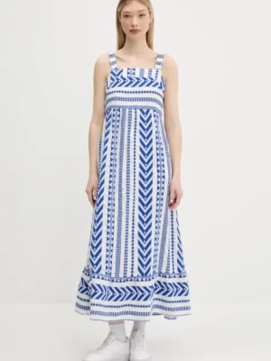 Superdry sukienka kolor biały maxi rozkloszowana W8011872A-F1W