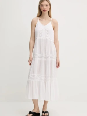 Superdry sukienka kolor biały maxi rozkloszowana W8011908A-71D