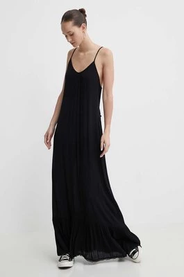 Superdry sukienka kolor czarny maxi rozkloszowana