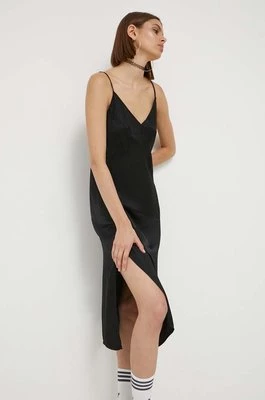 Superdry sukienka kolor czarny midi dopasowana