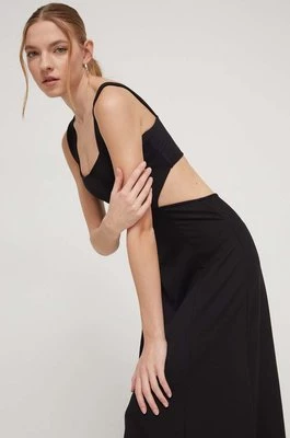 Superdry sukienka kolor czarny midi rozkloszowanaCHEAPER