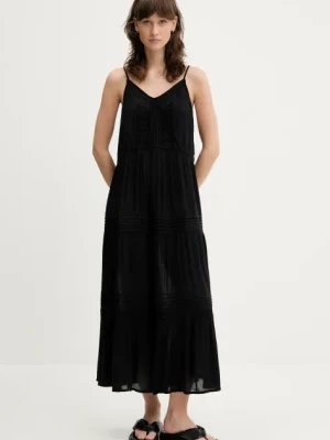 Superdry sukienka kolor czarny midi rozkloszowana W8011908A-02A