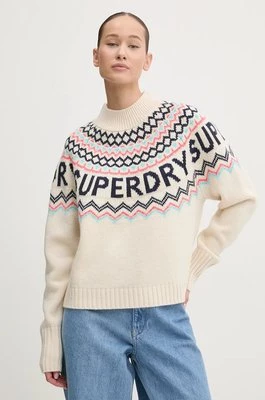 Superdry sweter z domieszką wełny damski kolor beżowy W6110555A-B9Q