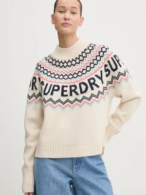 Superdry sweter z domieszką wełny damski kolor beżowy W6110555A-B9Q