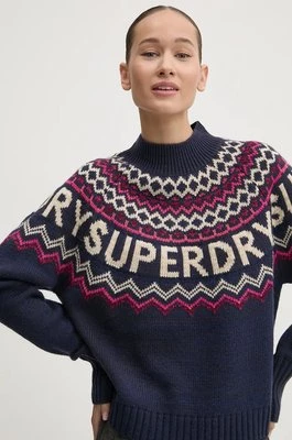 Superdry sweter z domieszką wełny damski kolor granatowy W6110555A-B9R